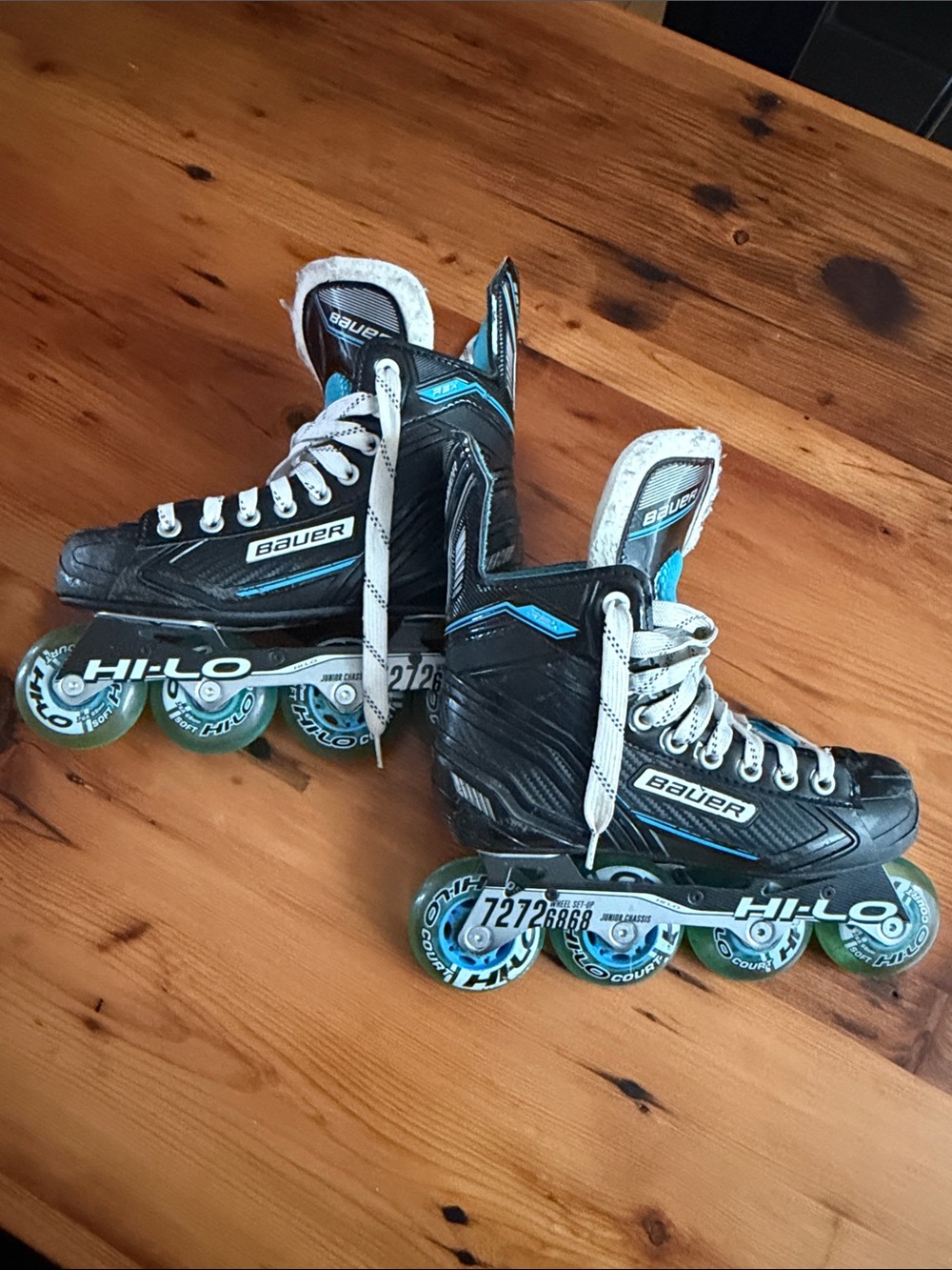 Bauer Black and Teal Inline Roller Hockey Skates